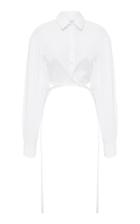 Christopher Esber Cropped Tie-detailed Cotton-poplin Shirt Size: 8