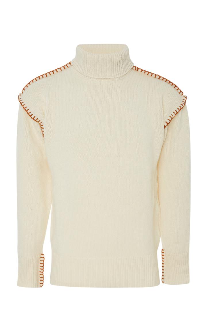 Loewe Topstitched Wool Turtleneck Sweater