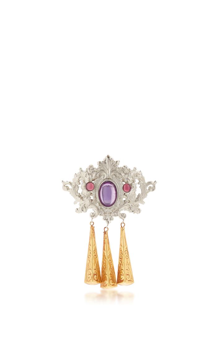 Rodarte Nickel Arm Cuff With Amethyst Glass Cabochon
