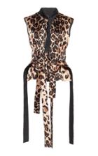 Mugler Leopard Print Satin Wrap Top