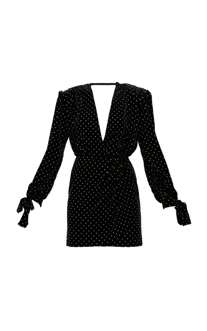 Mach & Mach Velvet Dress With Crystallized Dots