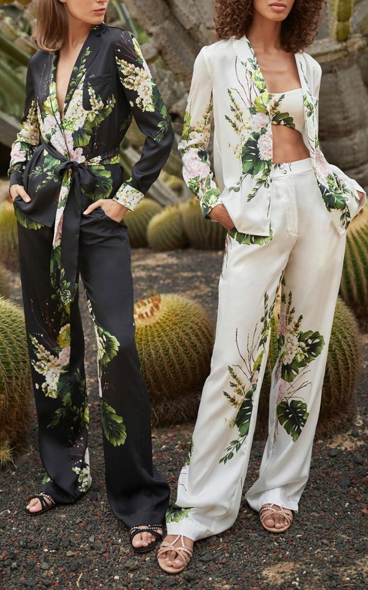 Moda Operandi Monique Lhuillier Bouquet Twill Wide-leg Pants