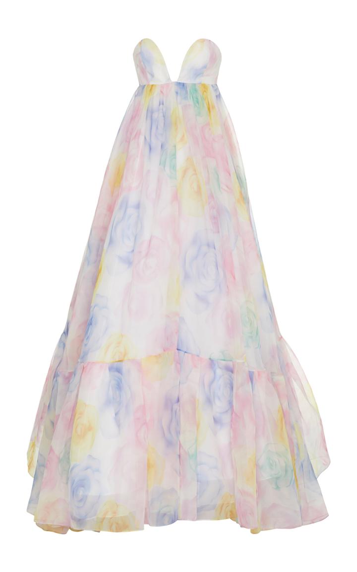 Moda Operandi Prabal Gurung Floral-print Strapless Gown Size: 00