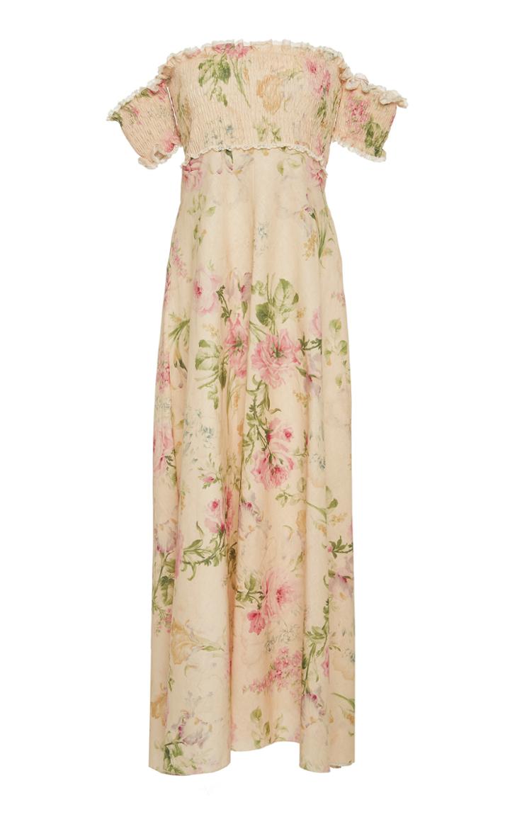 Zimmermann Iris Shirred Bodice Long Dress