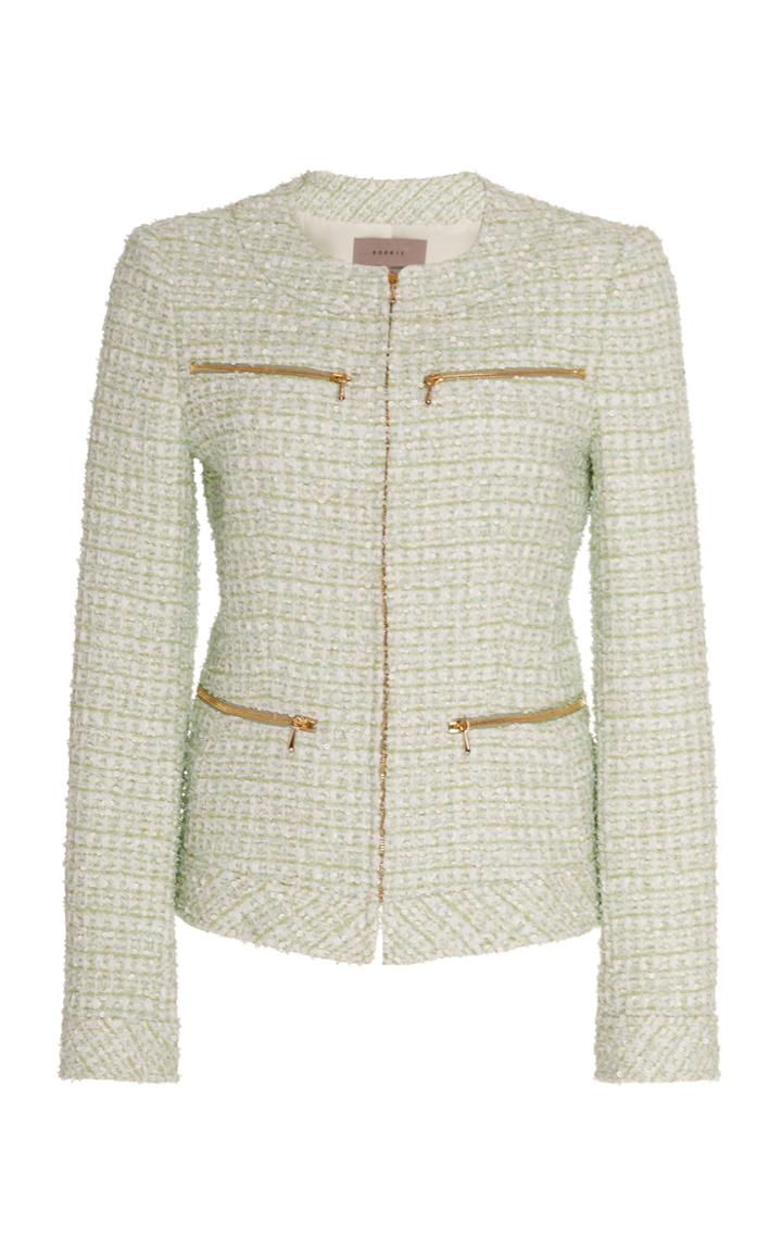 Moda Operandi Soonil Fitted Zip Pocket Uve Tweed Jacket Size: 0