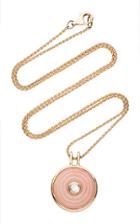 Noor Fares Inle Small Amulet Pendant In Grey Gold With Carved Pink Opal & Rose Cut Diamond