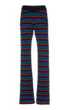 The Elder Statesman Striped Ribbed Cashmere Flared Pants