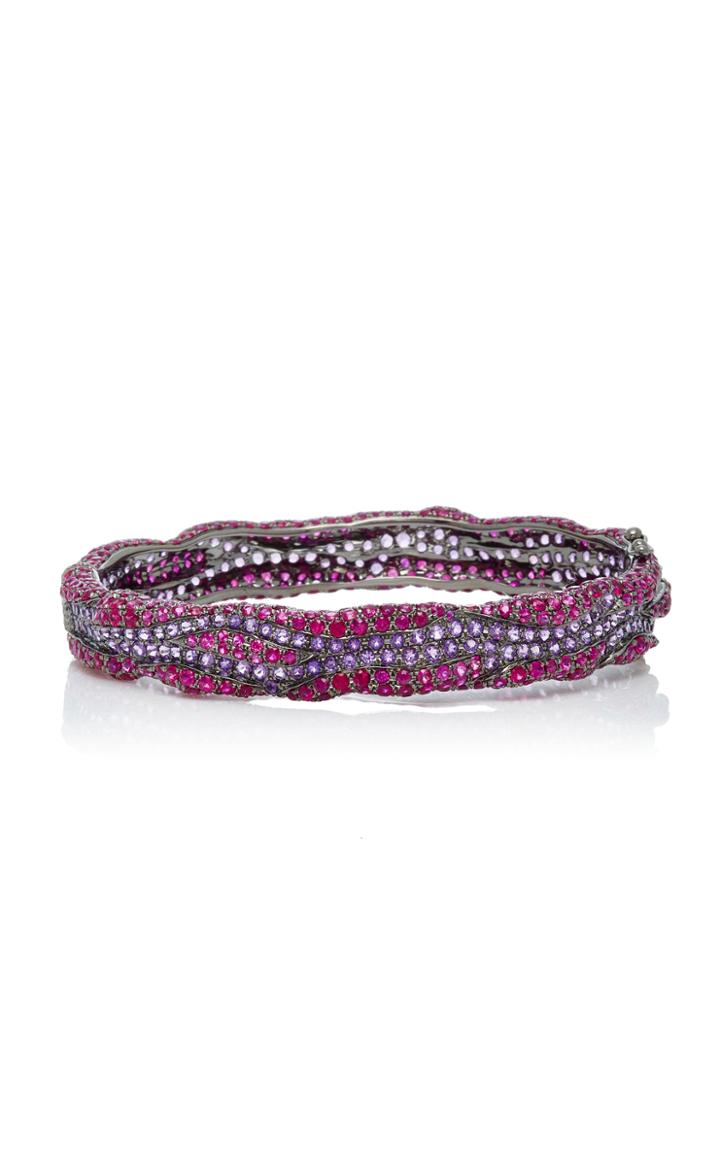 Lorraine Schwartz One-of-a-kind 18k Black Gold Ruby & Amethyst Earth Bangle