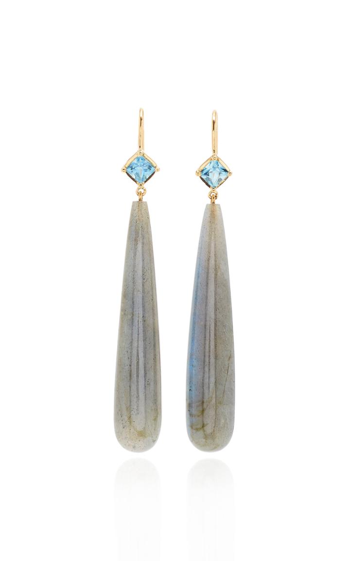 Jamie Wolf 18k Yellow Gold Aquamarine And Labradorite Drop Earring