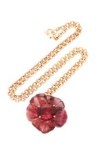 Irene Neuwirth One-of-a-kind 18k Rose Gold Carved Pink Tourmaline Flower Necklace