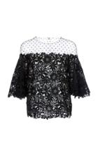 Monique Lhuillier Dotted Tulle Illusion Top