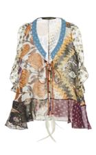 Roberto Cavalli Ruffle Tie Neck Top