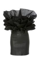 Zeynep Aray Flower Detail Stretch Leather Dress