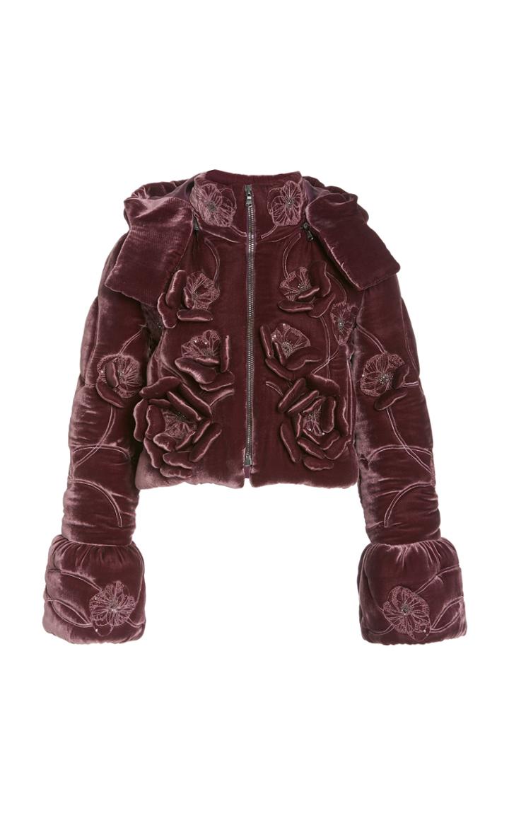Moda Operandi J. Mendel Floral Velvet Cropped Puffer Jacket
