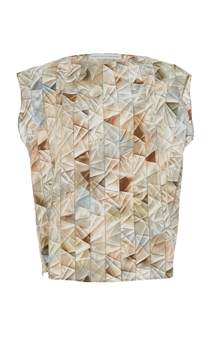 Christina Economou Sleeveless Funnel Neck Blouse