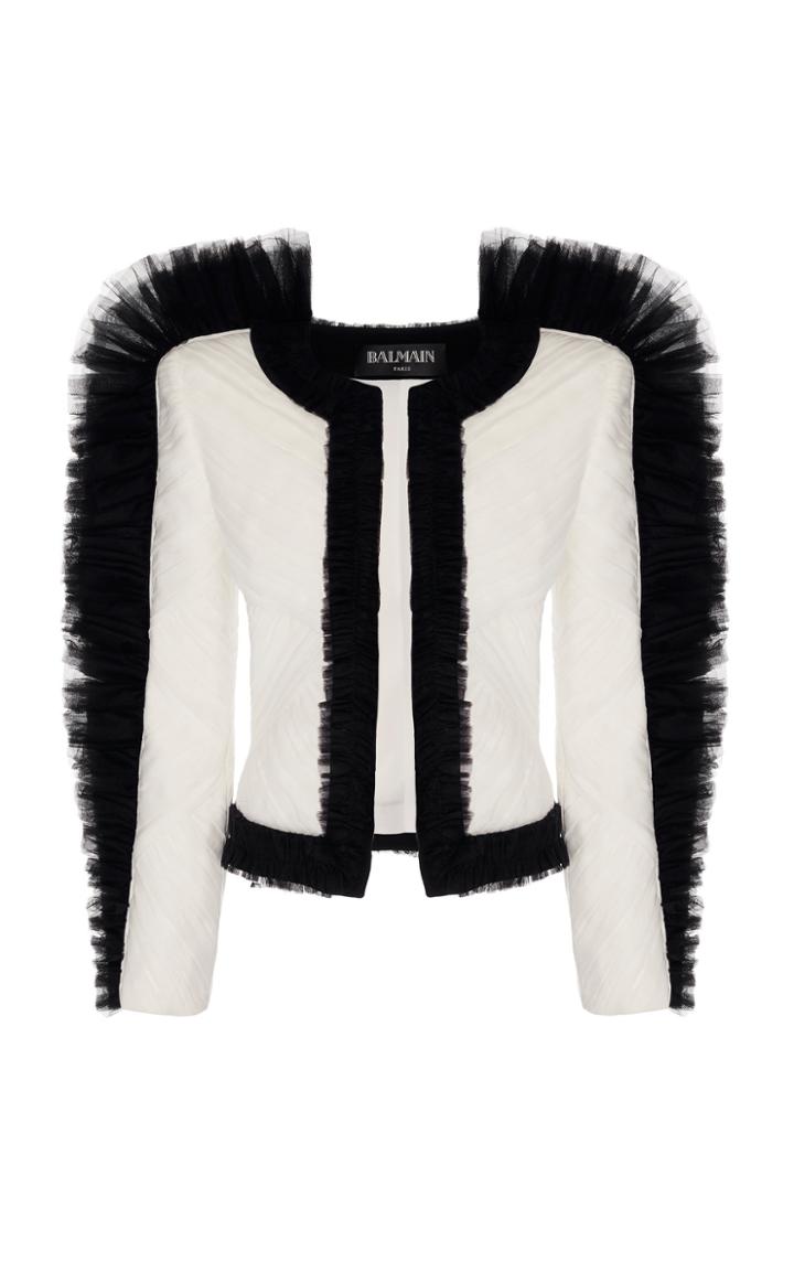 Balmain Contrast Trim Mousseline Jacket