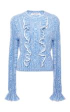 Philosophy Di Lorenzo Serafini Light Blue Ruffle Cable Knit Pullover