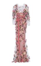 Marchesa Embroidered Sheer Gown