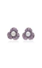 Giovane 18k Oxidized Gold Pink Sapphire And Pearl Earrings