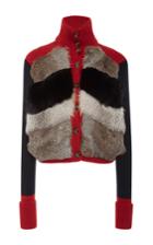 Red Valentino Ribbed Jacket With Intarsia Fur Vest