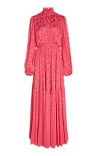 Carolina Herrera Leopard Devore Peasant Sleeve Turtleneck Gown