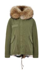 Mr & Mrs Italy Army Patch Fox Fur Lined Mini Parka