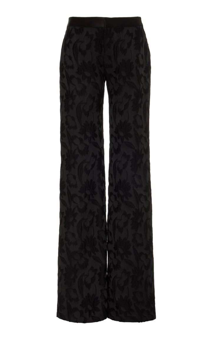 Alexis Bouras Floral Jacquard Wide-leg Pants