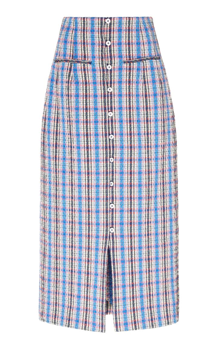 Rosie Assoulin Plaid Cotton-blend Midi Skirt