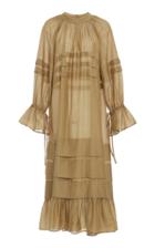 Lee Mathews Eva Silk Cotton Raglan Long Sleeve Dress
