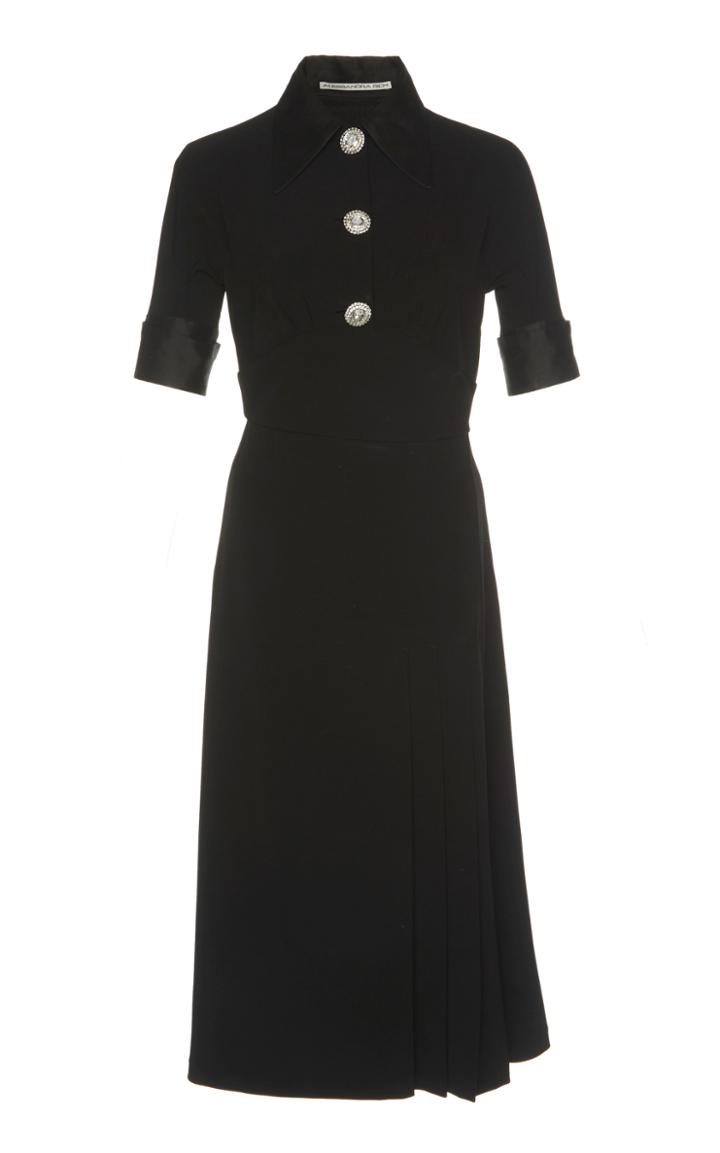 Alessandra Rich Knee Length Sabl Dress With Crystal Buttons