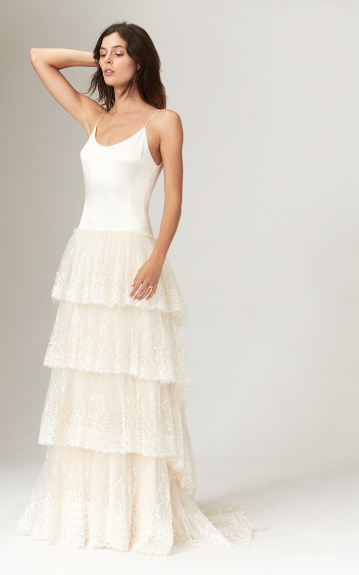 Savannah Miller Lilian Sequined Ballerina Silk Tulle Tiered Gown