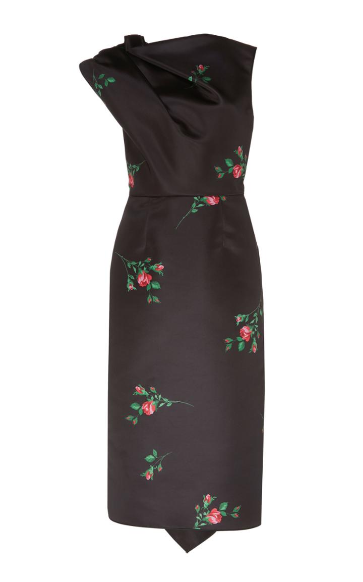 Rochas Floral Print Duchess Satin Dress