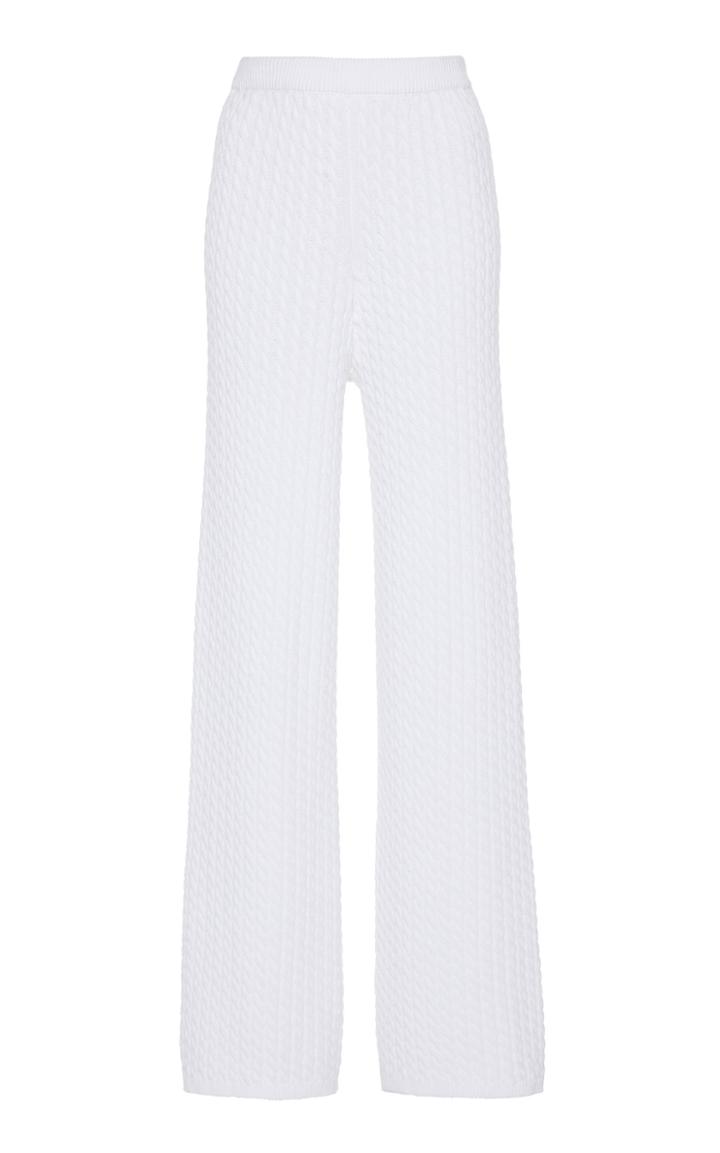 Alessandra Rich Wide-leg Cotton Pointelle-knit Pants