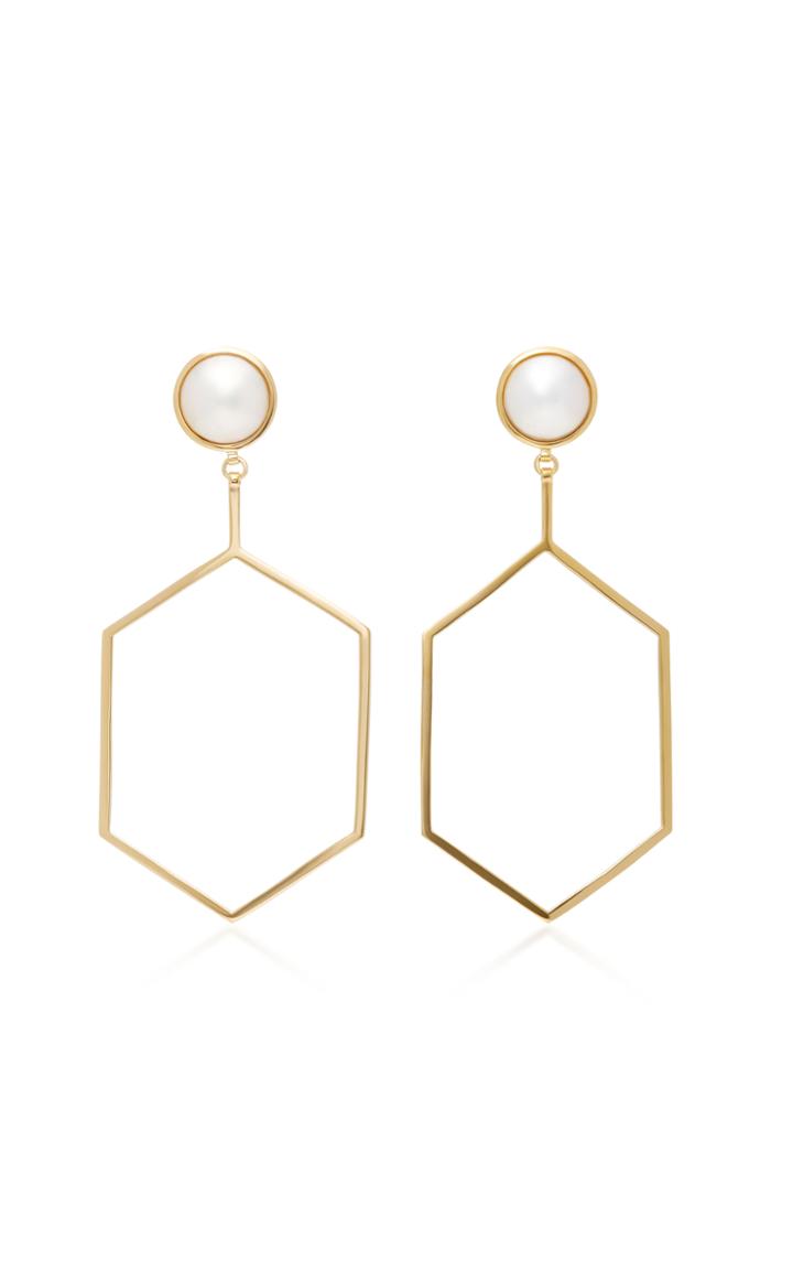 Natasha Schweitzer Fox 14k Gold Plated Sterling Silver Pearl Earrings