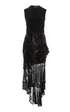 Christian Siriano Sequin Lace Cascading Hem Dress