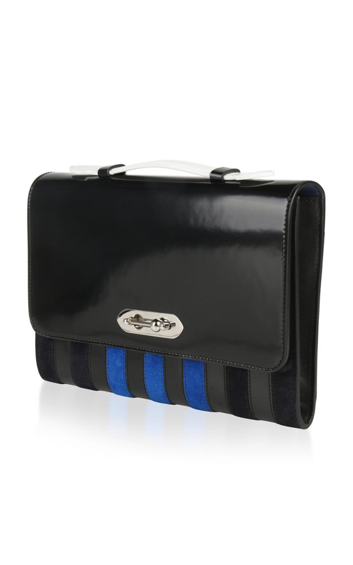 Bertoni1949 Spazzolato And Suede Stripes Doriana Clutch