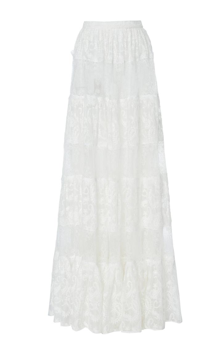 Costarellos Embroidered Silk-chiffon Maxi Skirt