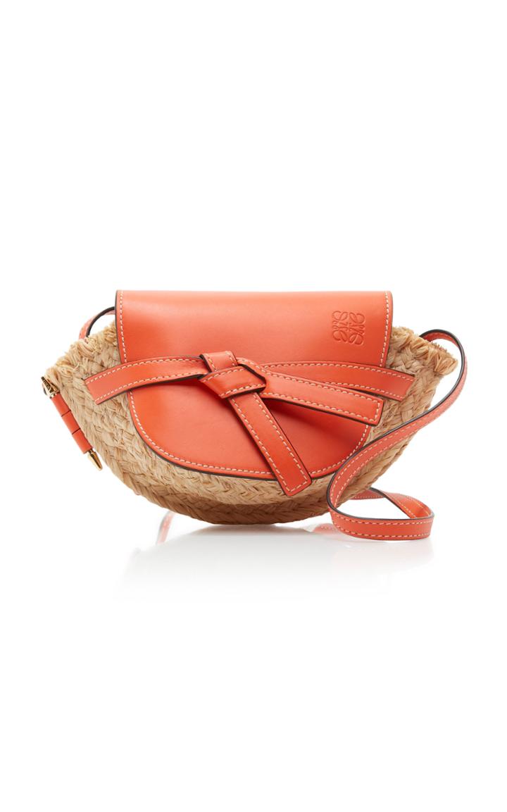 Moda Operandi Loewe Gate Mini Leather And Raffia Bag