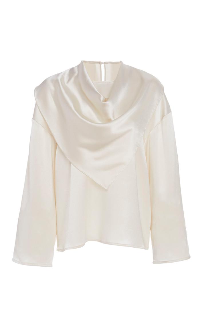 Deveaux Draped Neck Satin Top