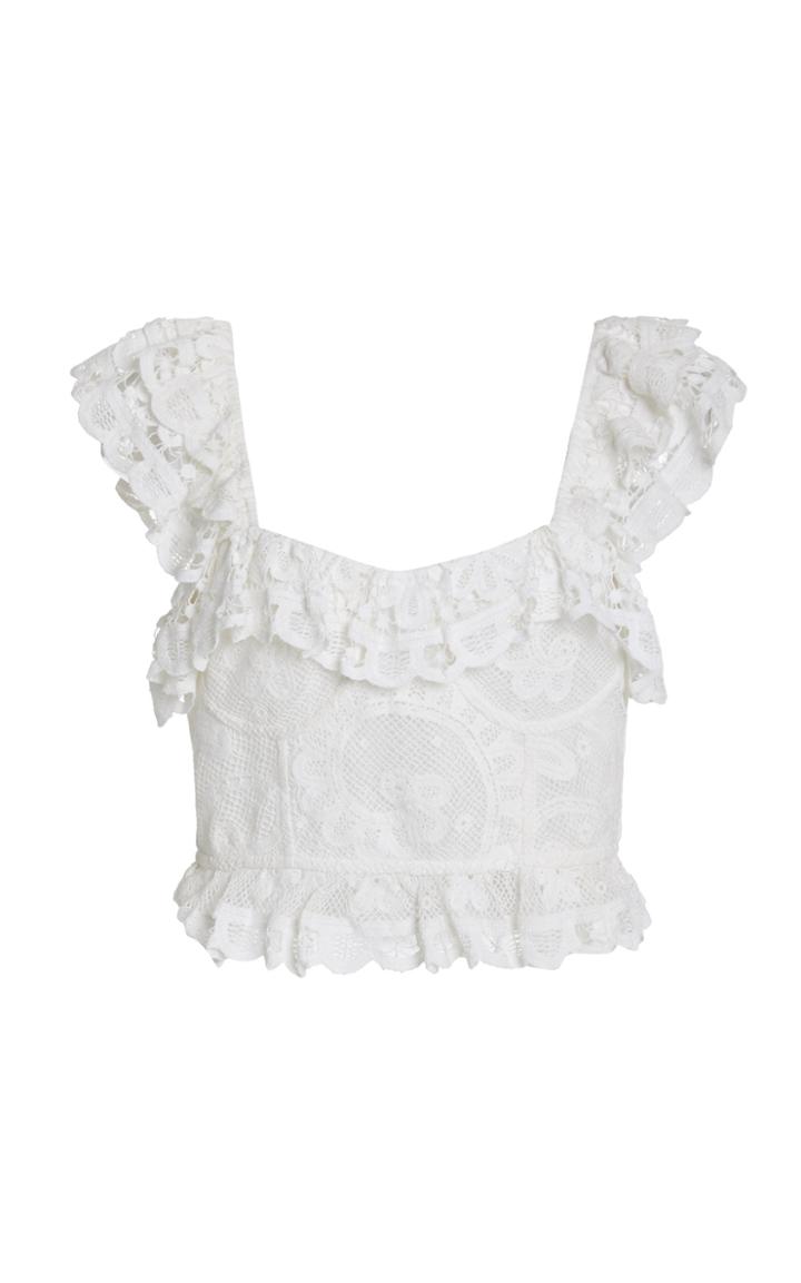 Moda Operandi Loveshackfancy Shanton Bridal Lace Crop Top