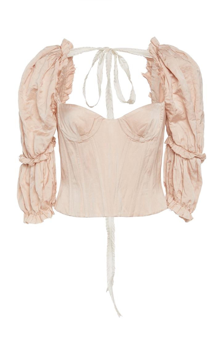 Brock Collection Oceanic Fitted Taffeta Top