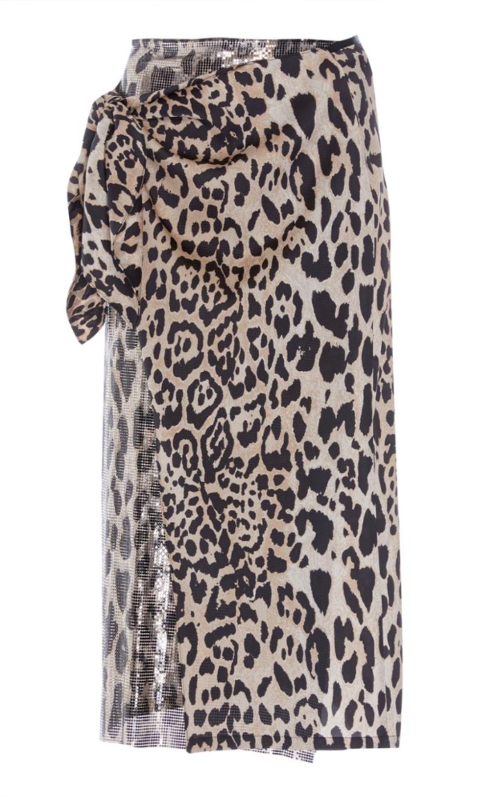 Paco Rabanne Wrap Leopard Skirt