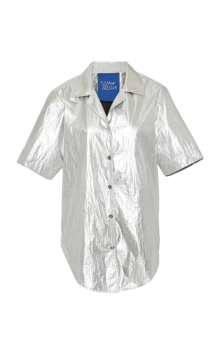 Moda Operandi Simon Miller Dade Lacquer-finish Button Down Shirt Size: Xs