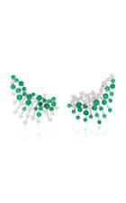 Hueb Luminous 18k White Gold Diamond And Emerald Earrings