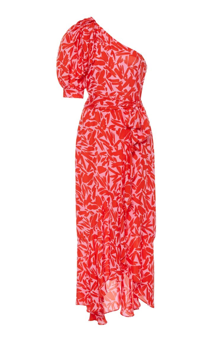 Veronica Beard Vie One-shoulder Printed Maxi Dress