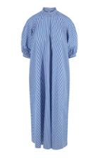 Moda Operandi Hanna Fiedler Alfonso Puff-sleeve Striped Cotton Poplin Midi Dress