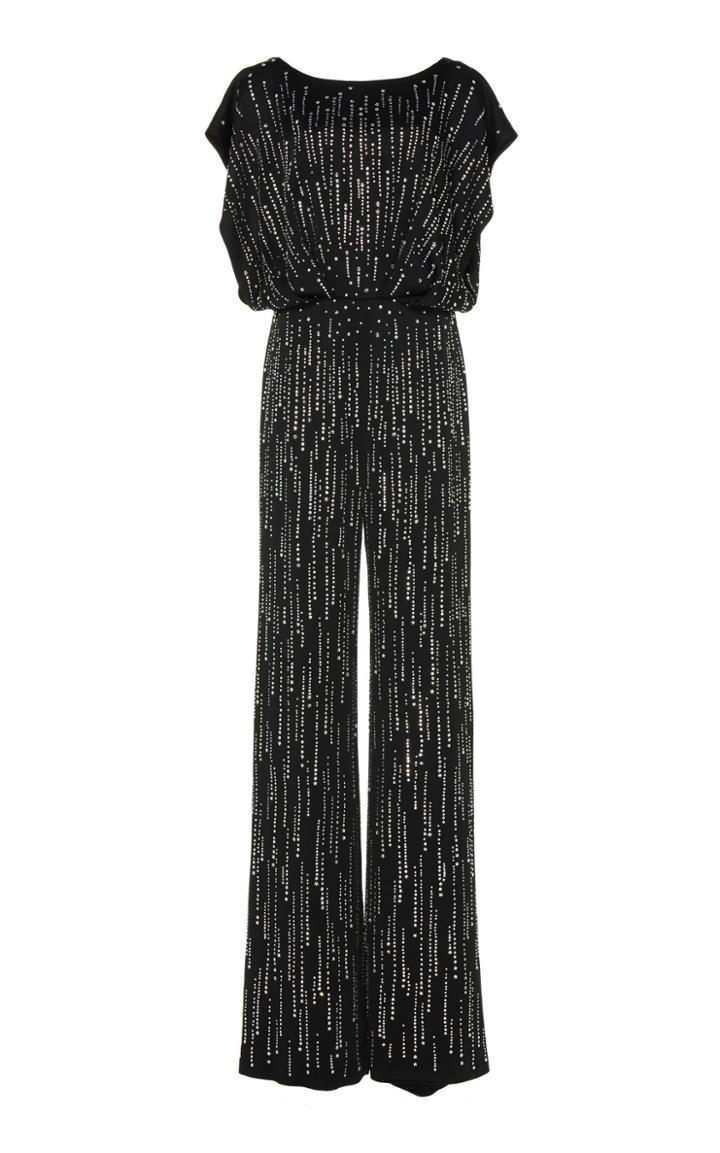 Moda Operandi Jenny Packham Asymmetric Draped Sequined Crepe Dress Size: 8