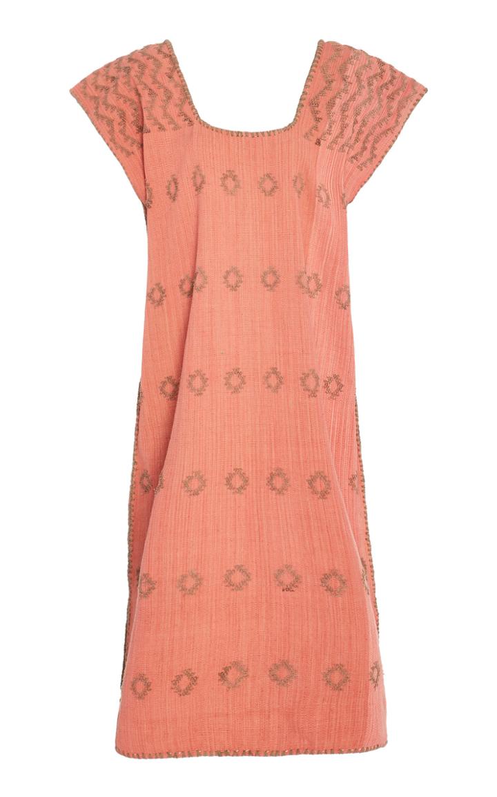 Pippa Holt Pink And Brown Cotton Midi Caftan
