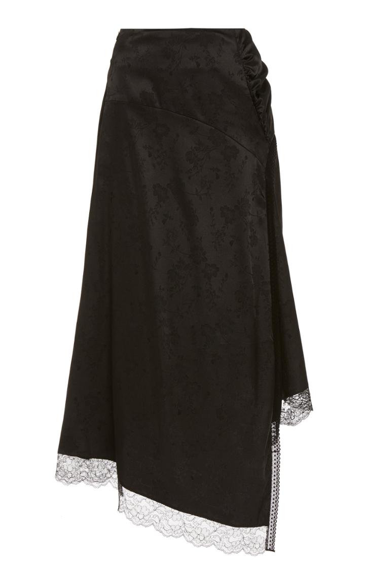 Moda Operandi Preen By Thornton Bregazzi Riho Asymmetric Lace-trimmed Silk Skirt Siz
