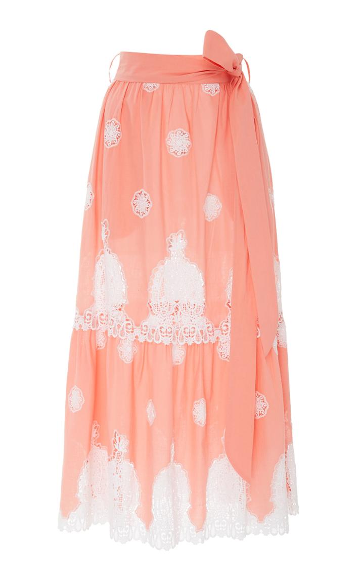 Miguelina Georgia Lace-paneled Cotton Maxi Skirt